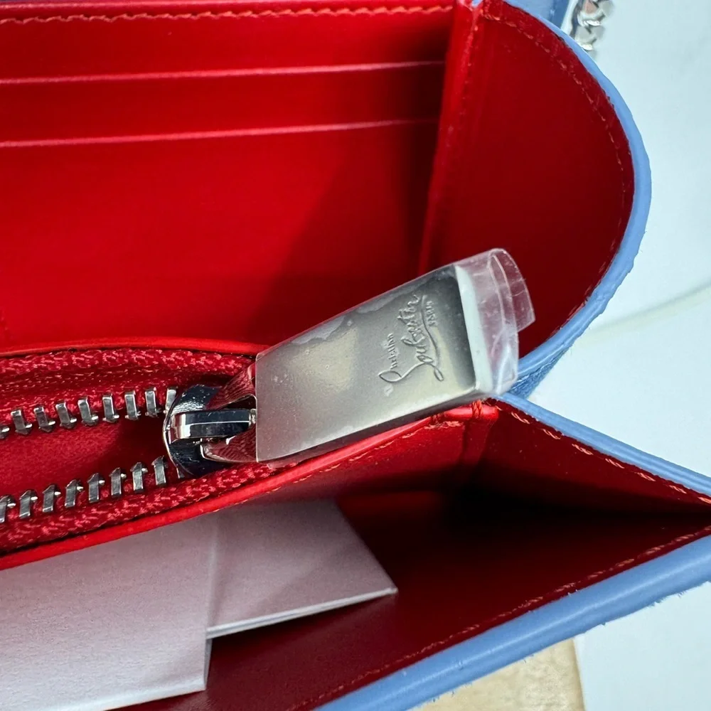 Christian Louboutin DENIM Paloma Embellished Clutch Wallet on Chain New in Box!